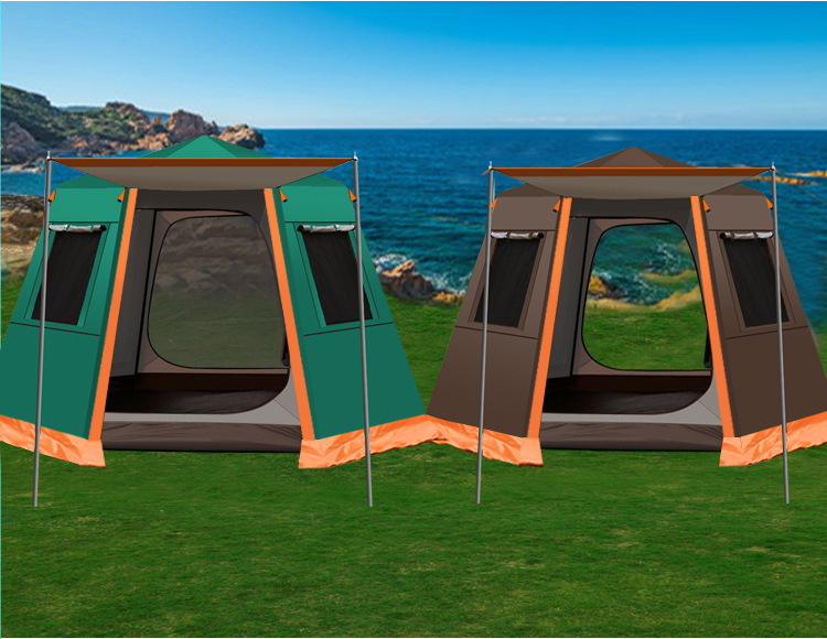 Cheap Goat Tents UV Hexagonal Large Size Aluminum Pole Automatic Outdoor Camping Big Tent Family Travel 4 6Persons Awning Tourist Garden Pergola   